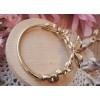 B-0275 gold plated pink crystal enamel flower stretch bracelet