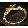 B-0275 gold plated pink crystal enamel flower stretch bracelet