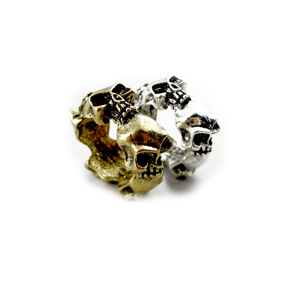 R-0063 wholesale 2 pieces bronze silver skull ring