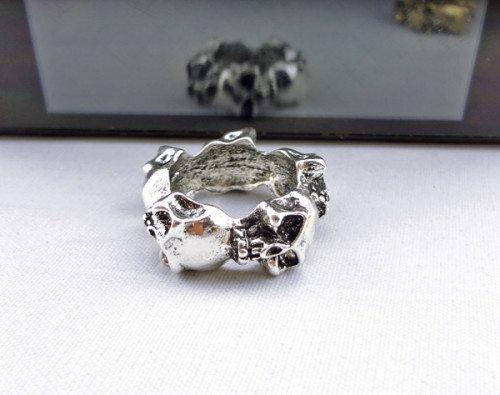 R-0063 wholesale 2 pieces bronze silver skull ring