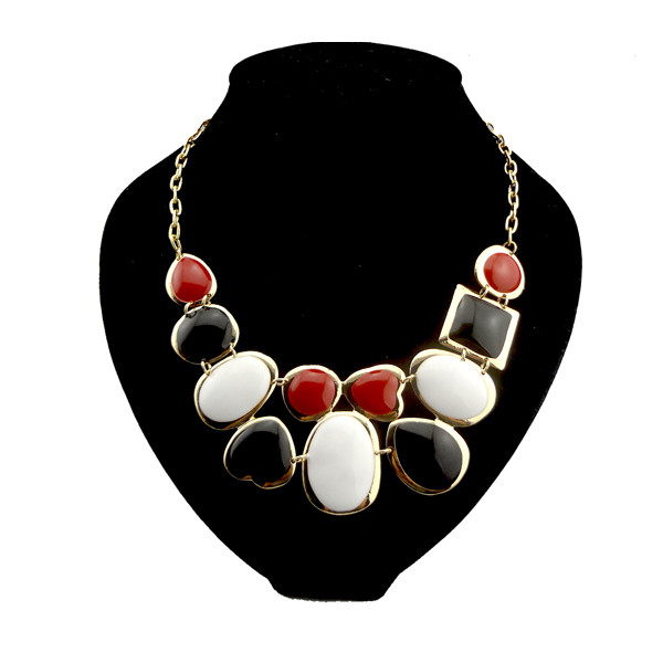 N-0257 gold plated Geometric enamel heart  egg shape choker Necklace