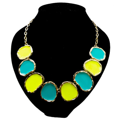 N-0787 gold plated enamel Geometric irregular round choker Necklace