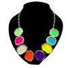 N-0787 gold plated enamel Geometric irregular round choker Necklace