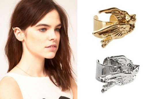 E-0621 2 pieces silver gold plated swallow ear cuff