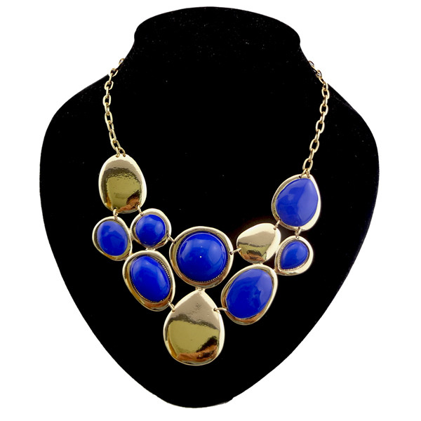 European style gold plated enamel faux gem drip  necklace