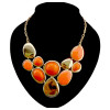 European style gold plated enamel faux gem drip  necklace