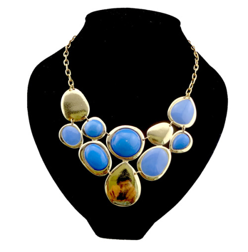 European style gold plated enamel faux gem drip  necklace