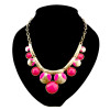 N-0572 European style gold plated enamel faux gem  Movable chain round  choker necklace