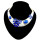 N-2026 blue and white porcelain style enamel flower rhinestone gem hoop necklace
