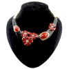 N-2026 blue and white porcelain style enamel flower rhinestone gem hoop necklace