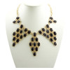 N-0536 gold plated Symmetric geometry polygon Gemstone Necklace