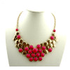 N-0569 gold plated Symmetric geometry Round Gemstone Necklace