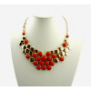 N-0569 gold plated Symmetric geometry Round Gemstone Necklace