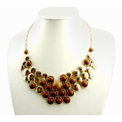 N-0569 gold plated Symmetric geometry Round Gemstone Necklace