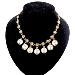 New vintage gold/silver metal zircon crystal dripping pendant choker necklace N-1040