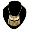 Bohemia Style gold plated beads Double-deck tassels necklace N-0762
