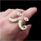 Vintage Style  bronze/vintage silver enamel eye Cosplay Mustache ring R-0187