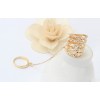 gold plated rhinestone hollow out double finger ring R-0060
