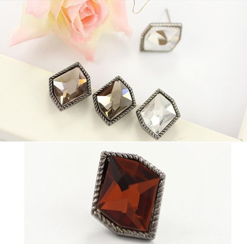 pair European style Geometry polygon Crystal Earrings E-1670