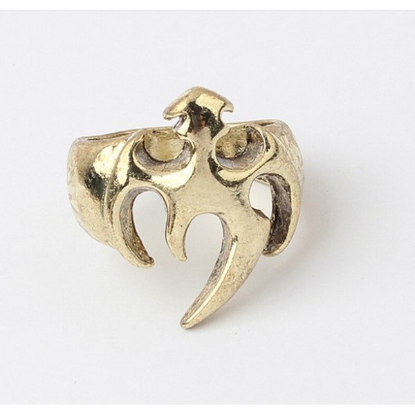 retro bronze alloy shield shape ring R-0150