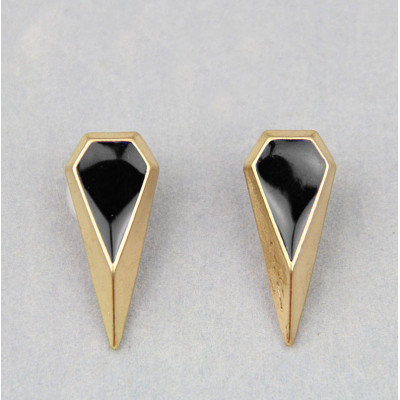 2 pairs punk style Geometry polygon enamel rivet ear stud E-2018