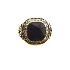 Vintage Style  bronze  rhinestone faux gem ring R-0699
