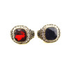 Vintage Style  bronze  rhinestone faux gem ring R-0699