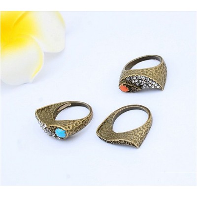 Wholesale 3 Pcs bronze rhinestone enamel carving ring set R-1071