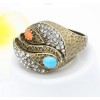 Wholesale 3 Pcs bronze rhinestone enamel carving ring set R-1071