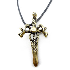 Hemp rope chain bronze snake Sword pendant necklace N-4014