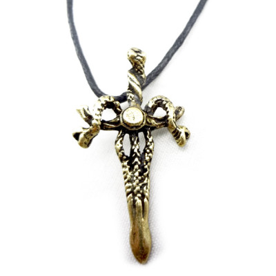 Hemp rope chain bronze snake Sword pendant necklace N-4014