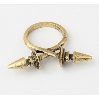 Wholesale 2 Pcs Retro Silver/Bronze Gothic Punk Rivet Taper Ring Sz #6.5 R-0057