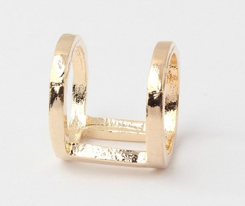 Wholesale 2 Pcs silver gold plated simple cylinder ring R-0058