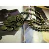 European style metal beads long chain round leaf tassels necklace Necklace N-0125
