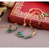 Gold Plated Rhinestone Green Snake anklet foot ring set B-0037
