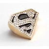 European style Gold Plated Black Glazed Rhinestone Letter S Solid Geometry necklace