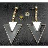 New Enamel Gold Plated Dangle Double Triangle Pendant Ear Stud Earring E-2016