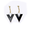 New Enamel Gold Plated Dangle Double Triangle Pendant Ear Stud Earring E-2016
