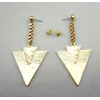 New Enamel Gold Plated Dangle Double Triangle Pendant Ear Stud Earring E-2016