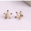New Colorful Rhinestone Pearl Five-pointed Star Ear Stud Earrings E-1583
