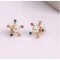 New Colorful Rhinestone Pearl Five-pointed Star Ear Stud Earrings E-1583