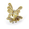 New Rhinestone Metal Gold/Silver Double Butterfly Ring Adjustable Size R-0209