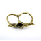 Wholesale 2 pieces retro bronze gun black rhinestone angel wing skull  ring R-0106