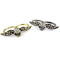 Wholesale 2 pieces retro bronze gun black rhinestone angel wing skull  ring R-0106