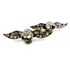 Wholesale 2 pieces retro bronze gun black rhinestone angel wing skull  ring R-0106