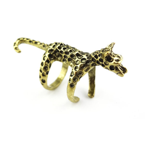 Wholesale 2 pieces retro bronze silver Leopard ring R-0096