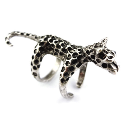 Wholesale 2 pieces retro bronze silver Leopard ring R-0096