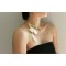 New Style gold plated leaf feather hoop choker necklace N-2009