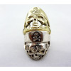Wholesale 2 Pieces Retro Bronze Silver Skull Bone Pirate Ring #9 Size R-0006