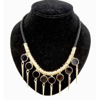 New Coming Retro Punk rope chain faux gem rivet Tassels Necklace N-1282